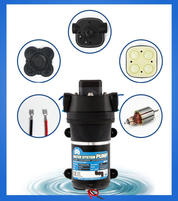 Automatyczna pompa wodna Mxmoonant 12,5 l/min, 12 V, 2,4 bar, 95 W, MX-35 - obrazek 2