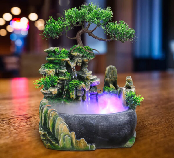 Fontanna Waterfall Decor LED 20 x 20 x 13 cm dekoracyjna fontanna z podświetleniem Ejoyous - obrazek 7