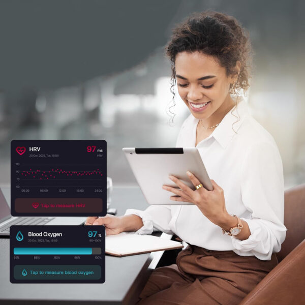 Smart pierścień fitness AMOVAN rozmiar 7 czarny tracker snu/pulsu/tlenu - obrazek 2