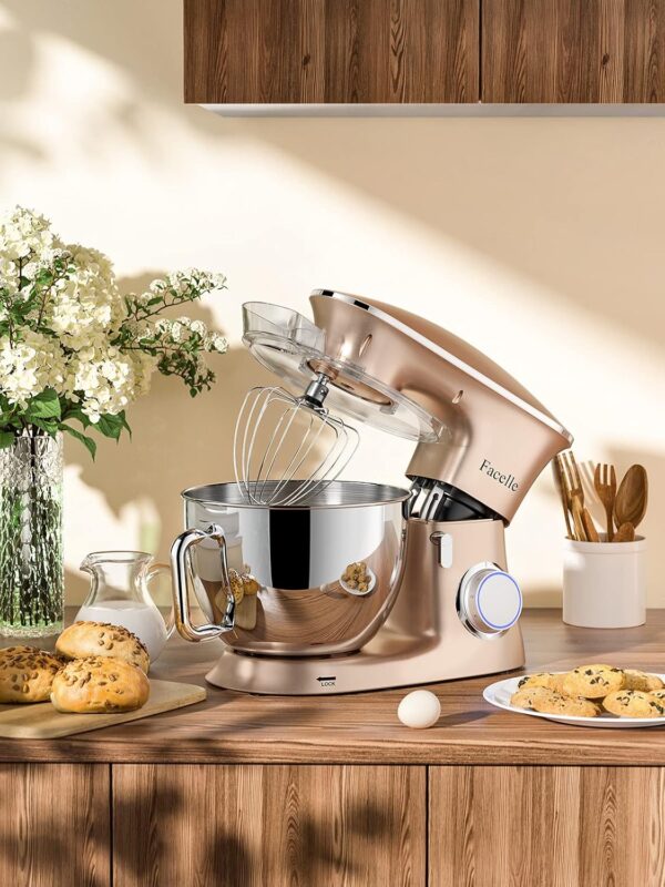 USZKODZONY Robot kuchenny Facelle SM-1554 1500W 8L champagne planetarny mikser z dużą misą i wieloma końcówkami - obrazek 3