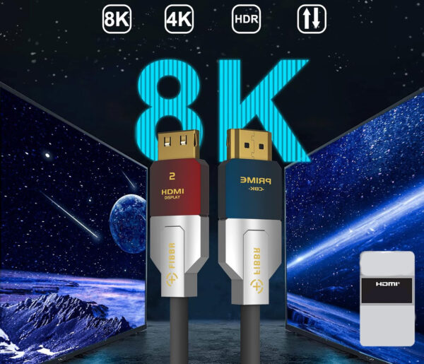 Kabel HDMI 2.1 8K FIBBR CL3 20 m 48Gbps HDR eARC 4K@120Hz do PS5 Xbox TV - obrazek 6