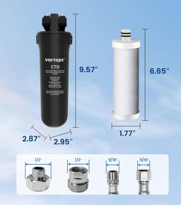 System filtracji wody pod zlewem Vortopt Q8-C1, NSF/ANSI 53 i 42, 1 filtr - obrazek 2