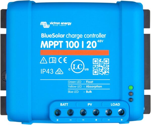 Kontroler ładowania słonecznego Victron Energy BlueSolar MPPT, 100V 20A 48V