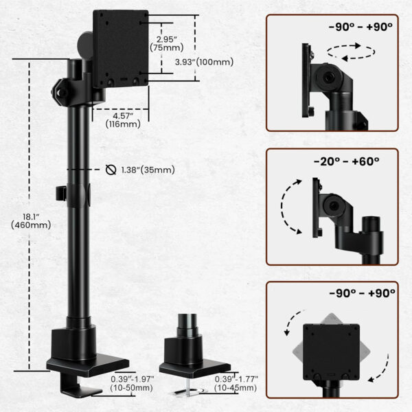 Uchwyt do monitora 24-57" ultra szeroki aluminiowy, nośność 27 kg, FPT80-C01X POWYSTAWOWY - obrazek 2