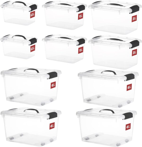 Pojemniki plastikowe Greentainer, 45Lx4; 25Lx2; 10Lx2; 6.5Lx2, 10 sztuk
