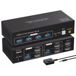 UŻYWANY Przełącznik KVM HDMI 4K120Hz 2PC 2 monitory 8K 4xUSB3.0 z kablami
