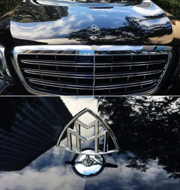 Emblemat Maybach na maskę samochodu znaczek ozdobny celownik srebrny - obrazek 7