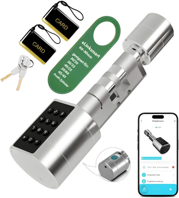 Zamek elektroniczny 60-90 mm z kluczem odciskiem palca Tuya montaż DIY EU drzwi YL-L111-60mm