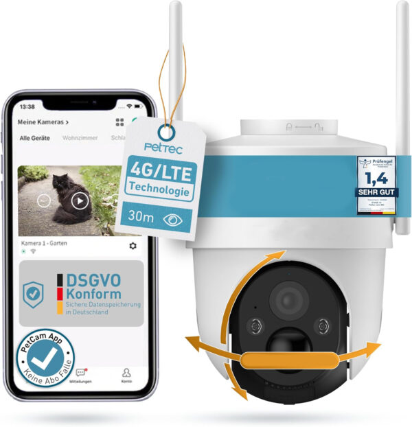 Kamera PETTEC PetCam Free'n 360 4G LTE , 3MP, 20m IR, technologią detekcji ruchu Ultravision