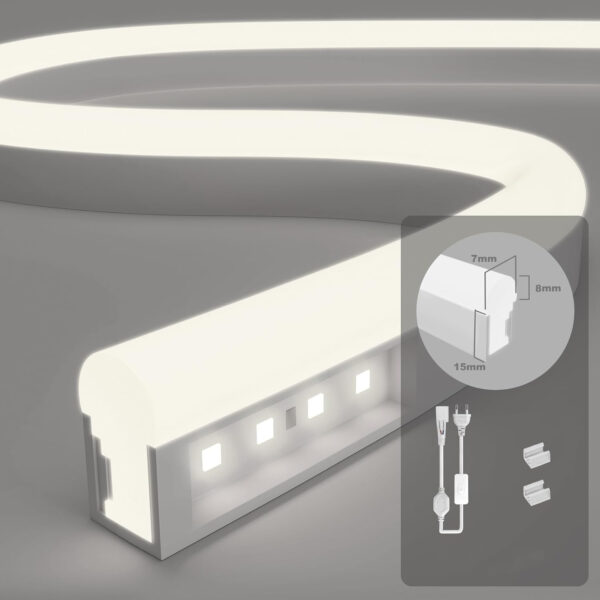 Taśma LED ciepła biała 50m IP65 230V wodoodporna taśma LED KSIBNW do dekoracji wnętrz i ogrodów światło 3000K - obrazek 8