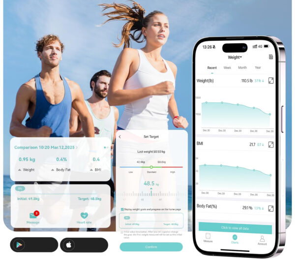Cyfrowa waga Bluetooth Lepulse FI2016LB z analizą ciała BMI POWYSTAWOWY - obrazek 5