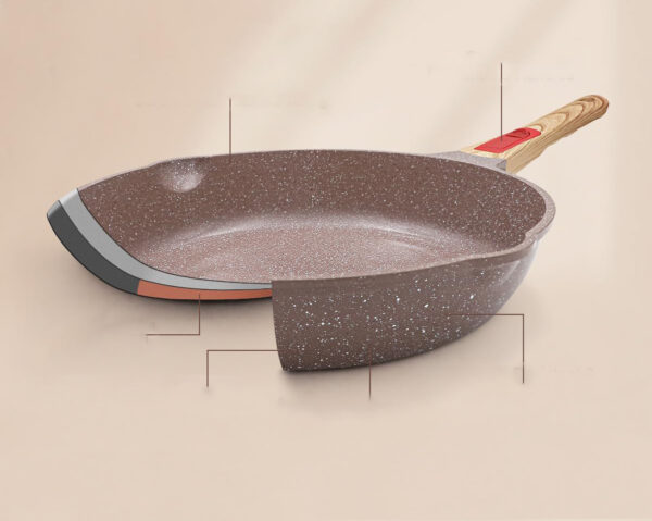 Patelnia ceramiczna głęboka 28 cm nieprzywierająca z odpinaną rączką brązowa - obrazek 7