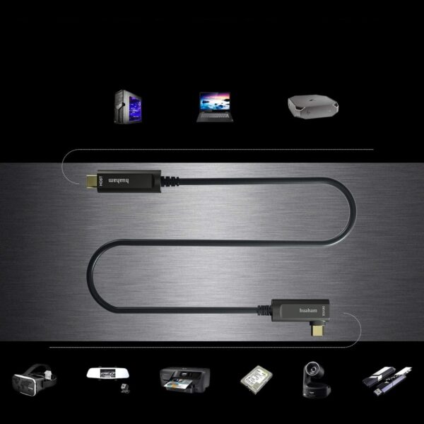 Huaham Fibre Optic USB C do kabla USB C Kabel w prawo 10 m długości transmisji Slim Slim 3,1 - obrazek 5
