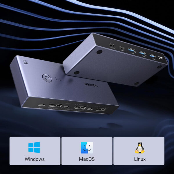 Przełącznik KVM UGREEN CM695 DisplayPort 8K z 4 Portami USB i Kablowymi - obrazek 3