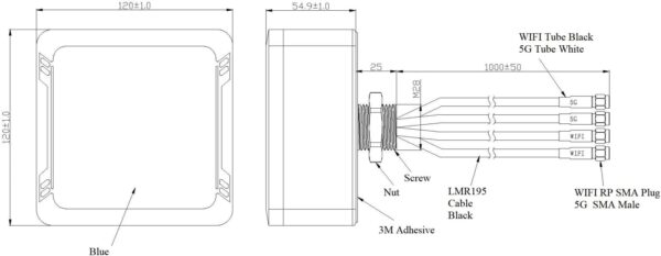 Antena Maswell 5G 4G LTE MIMO 700-6000MHz, SMA, Bluetooth, Zigbee - obrazek 5