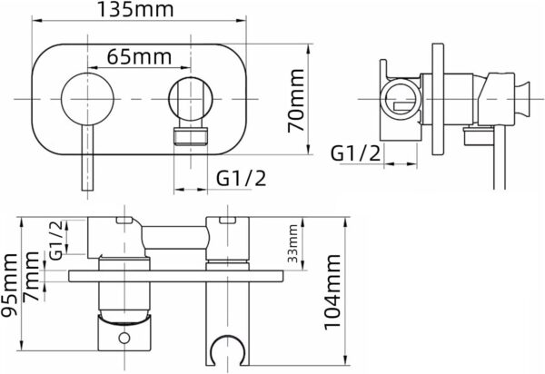 Bateria łazienkowa Tecmolog, wąż 1,5 m, matowe złoto, Powystawowy - obrazek 5