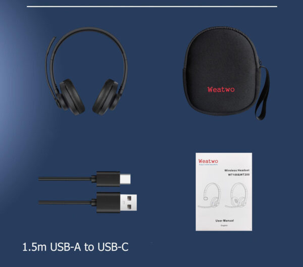Weatwo Słuchawki Bluetooth z Podwójnym Mikrofonem CVC8.0 do Telefonów i PC - obrazek 5
