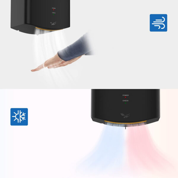 Suszarka do rąk AIKE Air Wiper, 220 V, 1400 W, czarna, Używany - obrazek 3