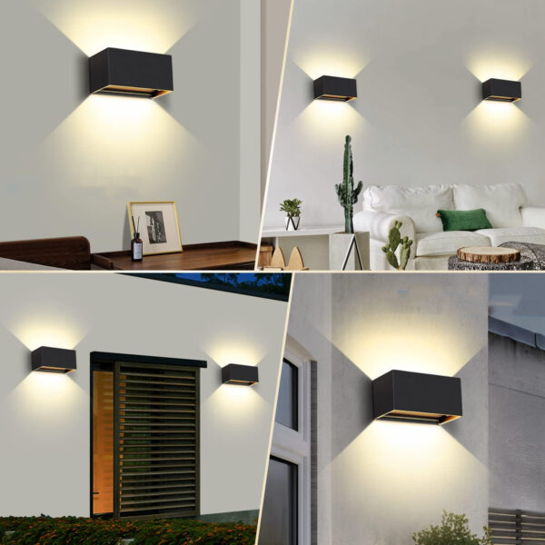 POWYSTAWOWY LED kinkiet Kingwen, 20 W, 3000 K, IP65, czarny, zestaw 2 szt. - obrazek 4