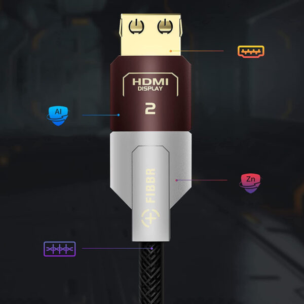 Kabel HDMI FIBBR 8K 60 Hz, 4K 120 Hz, HDR, eARC, 10 m, PS5, projektor - obrazek 5