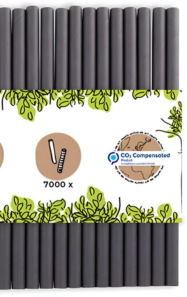 Słomki papierowe biodegradowalne BIOZOYG 15 cm Ø7 mm czarne 7000 szt. - obrazek 3