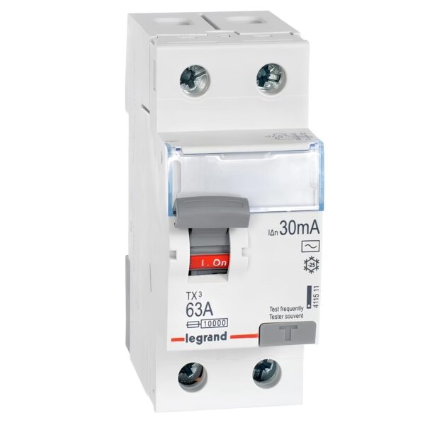 Przełącznik różnicowy Legrand 411556 DX3 2P 63A tye A 30mA 2 moduły - obrazek 2