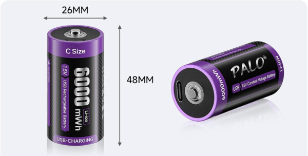 Baterie litowe C 6000mWh 1.5V Mspalocell USB-C, ponad 1500 cykli, 6 szt. - obrazek 5