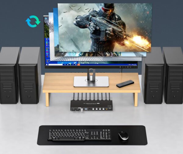 Przełącznik KVM VPFET 4x PC USB 3.0 HDMI 4K60Hz 1 monitor 4 porty HDMI zasilacz - obrazek 4