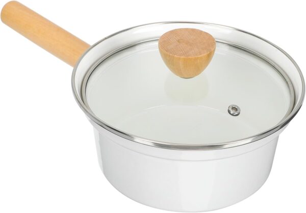 Rondel emaliowany Vaguelly 16 cm z miarką powłoką nieprzywierającą i drewnianym uchwytem