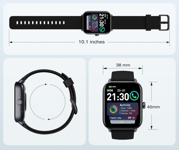 Smartwatch AEAC IDW19, 1,8-calowy, 110 trybów, IP68, czarny - obrazek 6