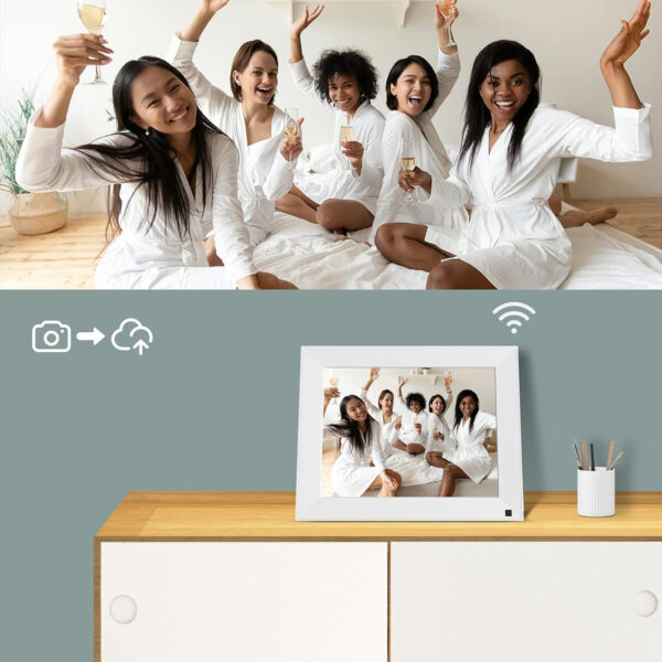 Ramka cyfrowa BSIMB WiFi 9 cali, z ekranem dotykowym IPS, 32 GB, biała - obrazek 3