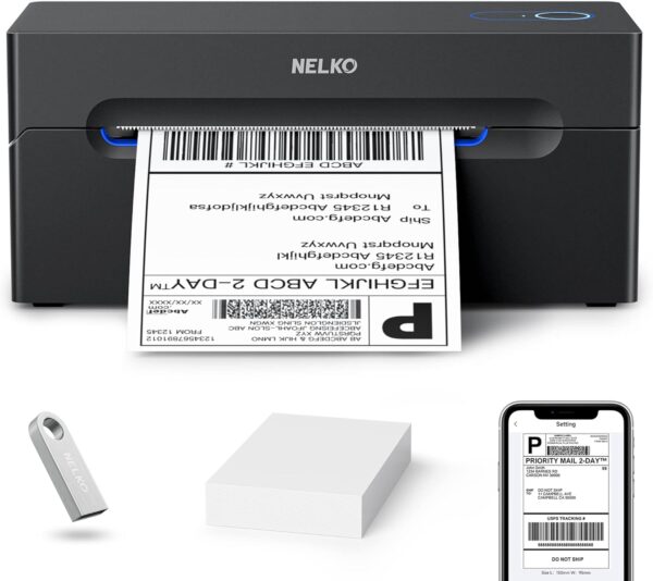 Drukarka etykiet Nelko, 4x6, Bluetooth, iOS, Android, 6W, czarna
