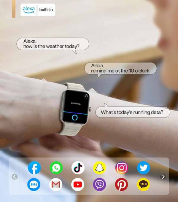 Smartwatch aeac IDW15 1,8'', Alexa, SpO2, sen, krokomierz, khaki - obrazek 5