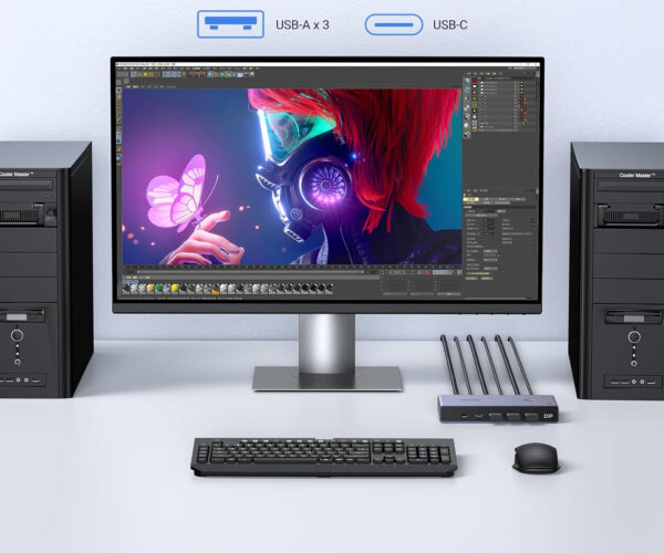 Przełącznik KVM UGREEN CM695 DisplayPort 8K z 4 Portami USB i Kablowymi - obrazek 2