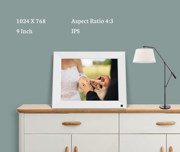 Ramka cyfrowa BSIMB WiFi 9 cali, z ekranem dotykowym IPS, 32 GB, biała - obrazek 6