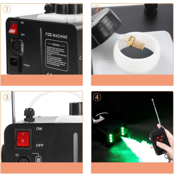 UŻYWANY Maszyna do dymu UKing 1500W LED RGB zbiornik 1L pilot 6 min grzania - obrazek 5