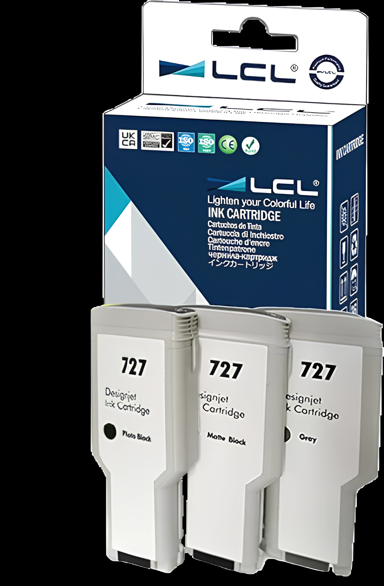 Kompatybilny wkład atramentowy LCL 727 XL, (3 szt.: MBK,PBK,GY), Nie zestaw