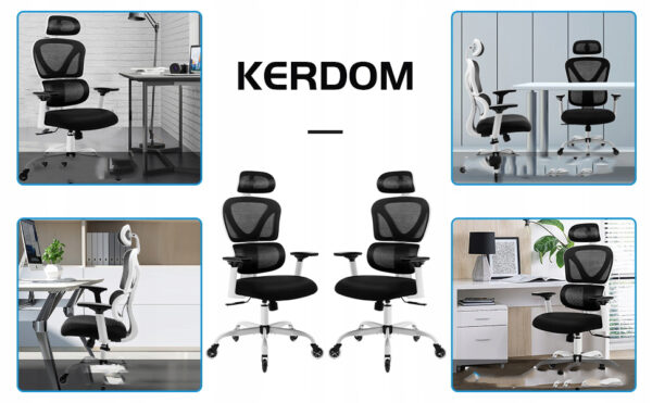 UŻYWANY Ergonomiczne krzesło biurowe KERDOM obrotowe białe KD-9070-F - obrazek 10