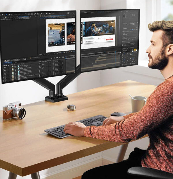 Uchwyt biurkowy ErGear na 2 monitory 17-32", VESA 75/100, do ekranów płaskich i zakrzywionych (Opakowanie nieoryginalne) - obrazek 5