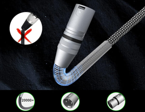 Kabel XLR mikrofonowy 3m 10 szt. FIBBR plecionka nylonowa męski-żeński - obrazek 5