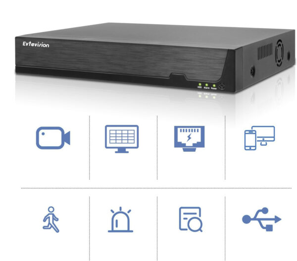 Rejestrator Evtevision NVR 32CH 4K - Zdalny dostęp, 16 portów PoE, bez HDD - obrazek 2