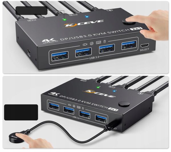 ESKEVE Przełącznik USB 3.0 KVM Displayport 8K 30 Hz 4K 120 Hz - obrazek 5