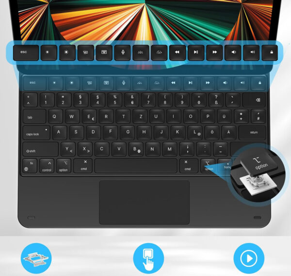 Klawiatura z Etui do iPad Air 13 (M3/M2) i Pro 12.9 TECURS  z Podstawką 85cm - obrazek 3