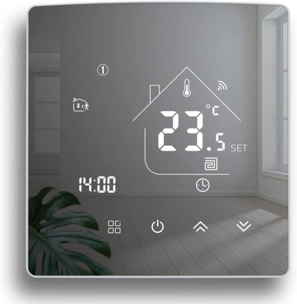 Termostat Beok Mirror TGR85WIFI-WPB, Wi-Fi, z Alexą, Google Assistant, 3A