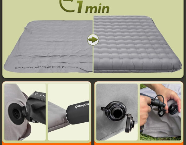 KingCamp Mata Sypialna Campingowa dla 2 Osób 201х141х15 cm - obrazek 2