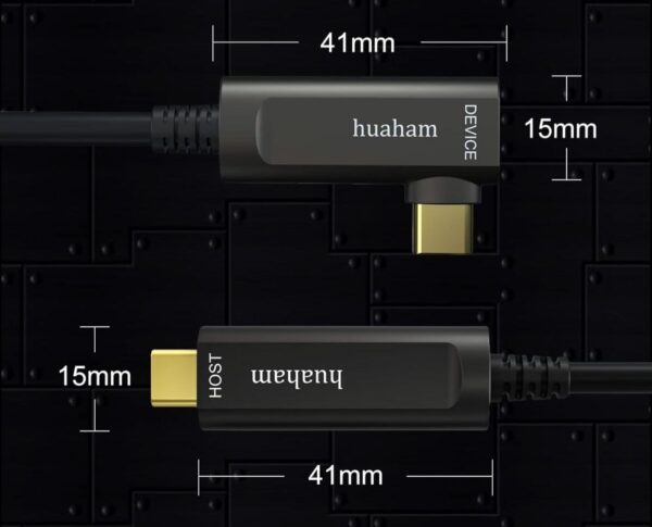 Huaham Fibre Optic USB C do kabla USB C Kabel w prawo 10 m długości transmisji Slim Slim 3,1 - obrazek 2