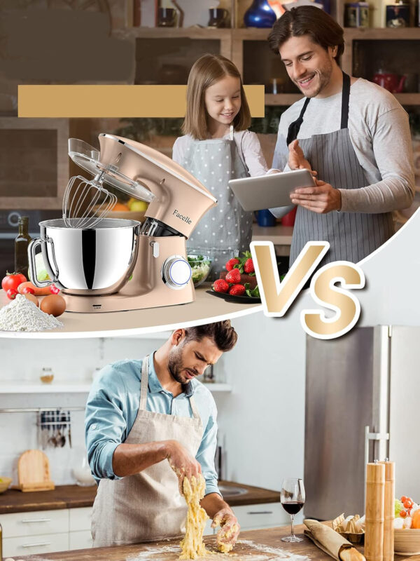 USZKODZONY Robot kuchenny Facelle SM-1554 1500W 8L champagne planetarny mikser z dużą misą i wieloma końcówkami - obrazek 6