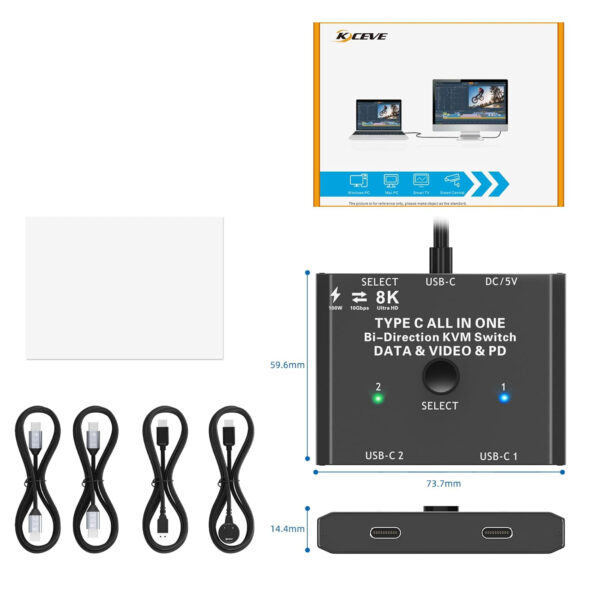 Przełącznik KVM YOUTINGHDAV C201, 100 W, 5 V, 7,5 x 6 x 1 cm - obrazek 9