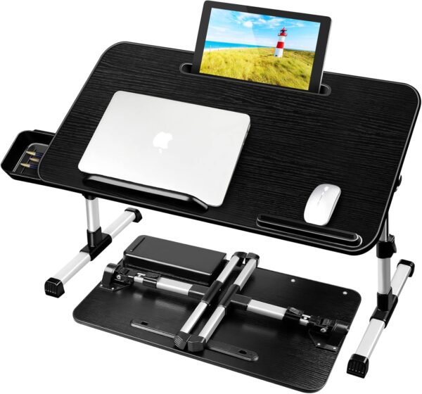 Stolik na laptopa AirOpen AC077 składany 60×34 cm czarny przenośny blat biurkowy z regulacją