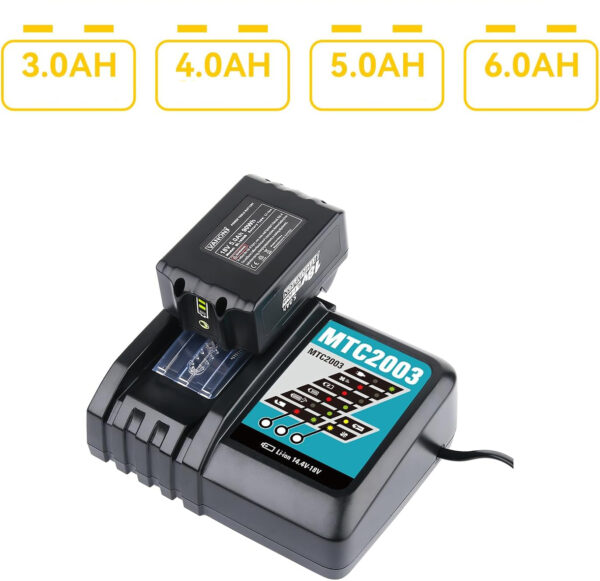 SHGEEN MTC2003 Ładowarka Li-ion DC18RC z LED do Makita BL1860  + 2 bateria - obrazek 2